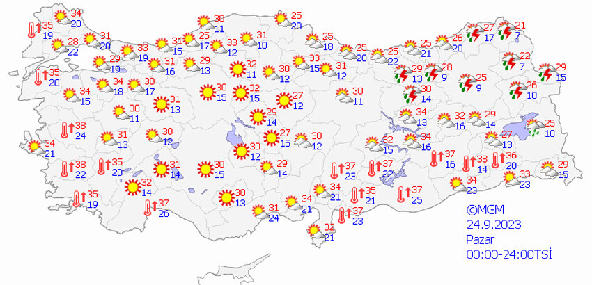 Meteoroloji il il uyardı: Gök gürültülü sağanak geliyor (24 Eylül 2023 hava durumu) Meteoroloji il il uyardı: Gök gürültülü sağanak geliyor (24 Eylül 2023 hava durumu)