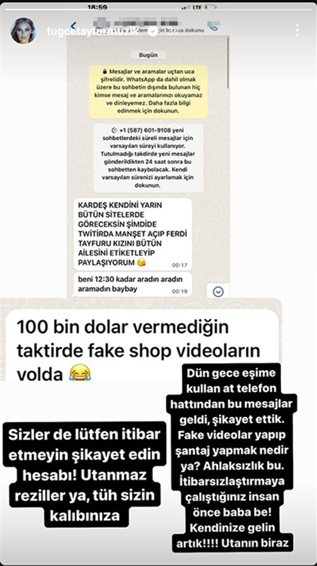 Ferdi Tayfur’un kızı Tuğçe Tayfur’a şantaj… Mesajları ifşa etti Ferdi Tayfur’un kızı Tuğçe Tayfur’a şantaj… Mesajları ifşa etti
