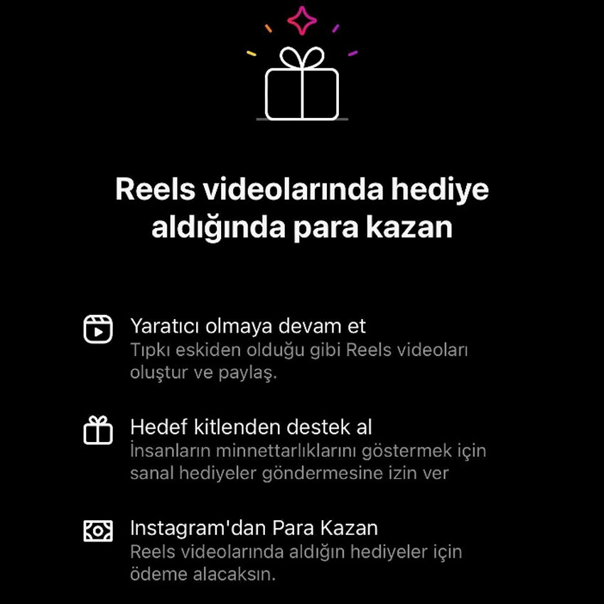 Instagram kullanıcılara para kazandıran özelliği Türkiye'de sundu Instagram hediyeler nasıl kullanılır