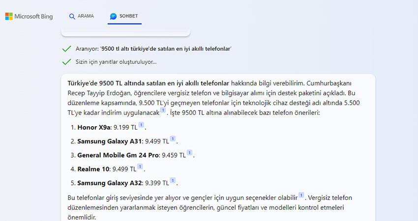 Yapay zeka cevapladı: 9500 TL altı en iyi akıllı telefonlar hangileri? 9.500 TL altı en iyi akıllı telefonlar