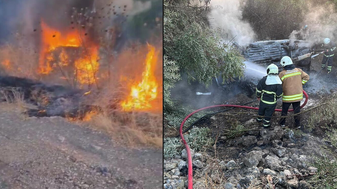 Hatay&#039;da korkunç kaza! Alev alan otomobildeki 1 kişi yanarak can verdi, 5 yaralı var