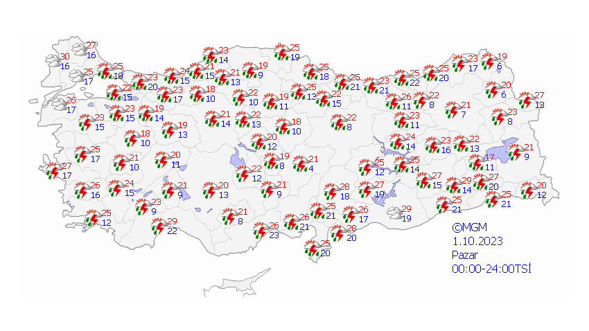 Meteoroloji'den 23 il için sarı kodlu alarm verildi: Çok kuvvetli geliyor! AKOM İstanbul için saat verdi (30 Eylül 2023 hava durumu) Meteoroloji'den 23 il için sarı kodlu alarm verildi: Çok kuvvetli geliyor! AKOM İstanbul için saat verdi (30 Eylül 2023 hava durumu)