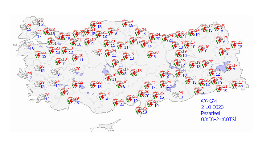 Meteoroloji'den 23 il için sarı kodlu alarm verildi: Çok kuvvetli geliyor! AKOM İstanbul için saat verdi (30 Eylül 2023 hava durumu) Meteoroloji'den 23 il için sarı kodlu alarm verildi: Çok kuvvetli geliyor! AKOM İstanbul için saat verdi (30 Eylül 2023 hava durumu)