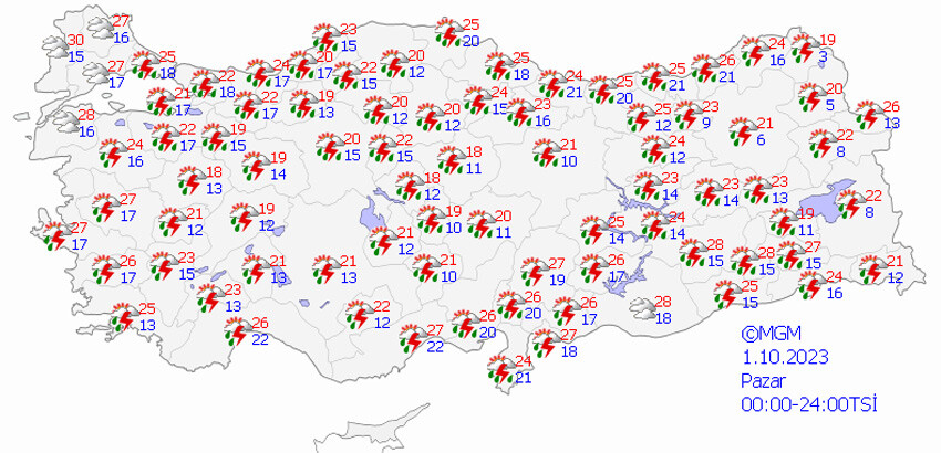 Yağış şiddetini artıracak: Meteoroloji'den 43 kente sarı ve turuncu kodlu uyarı (1 Ekim 2023 hava durumu) Yağış şiddetini artıracak: Meteoroloji'den 43 kente sarı ve turuncu kodlu uyarı (1 Ekim 2023 hava durumu)