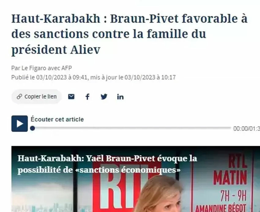 Le Figaro gazetesinin Aliyev içerikli haberi