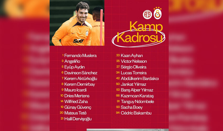 Galatasaray'ın Antalyaspor maçı kadrosu açıklandı! Yıldız oyuncu İstanbul'da bırakıldı Galatasaray'ın Antalyaspor maçı kadrosu açıklandı! Yıldız oyuncu İstanbul'da bırakıldı