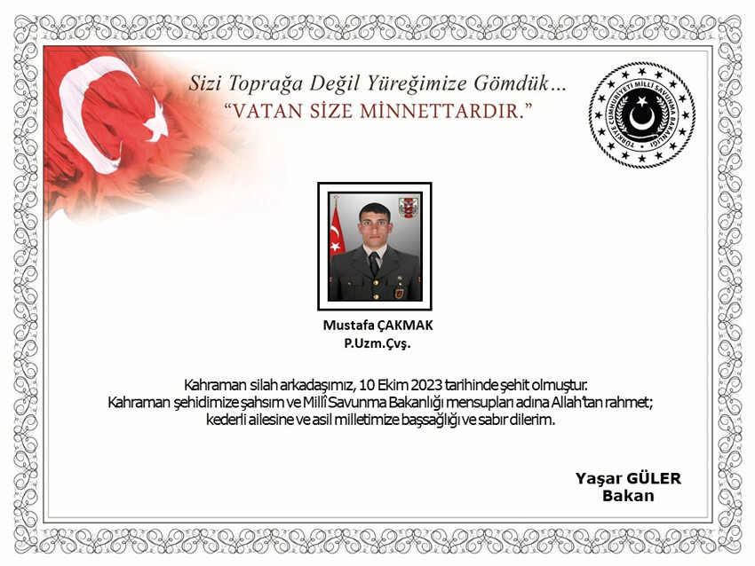 Son dakika haberi: Pençe Harekat bölgesinde bir askerimiz şehit oldu Son dakika haberi: Pençe Harekat bölgesinde bir askerimiz şehit oldu