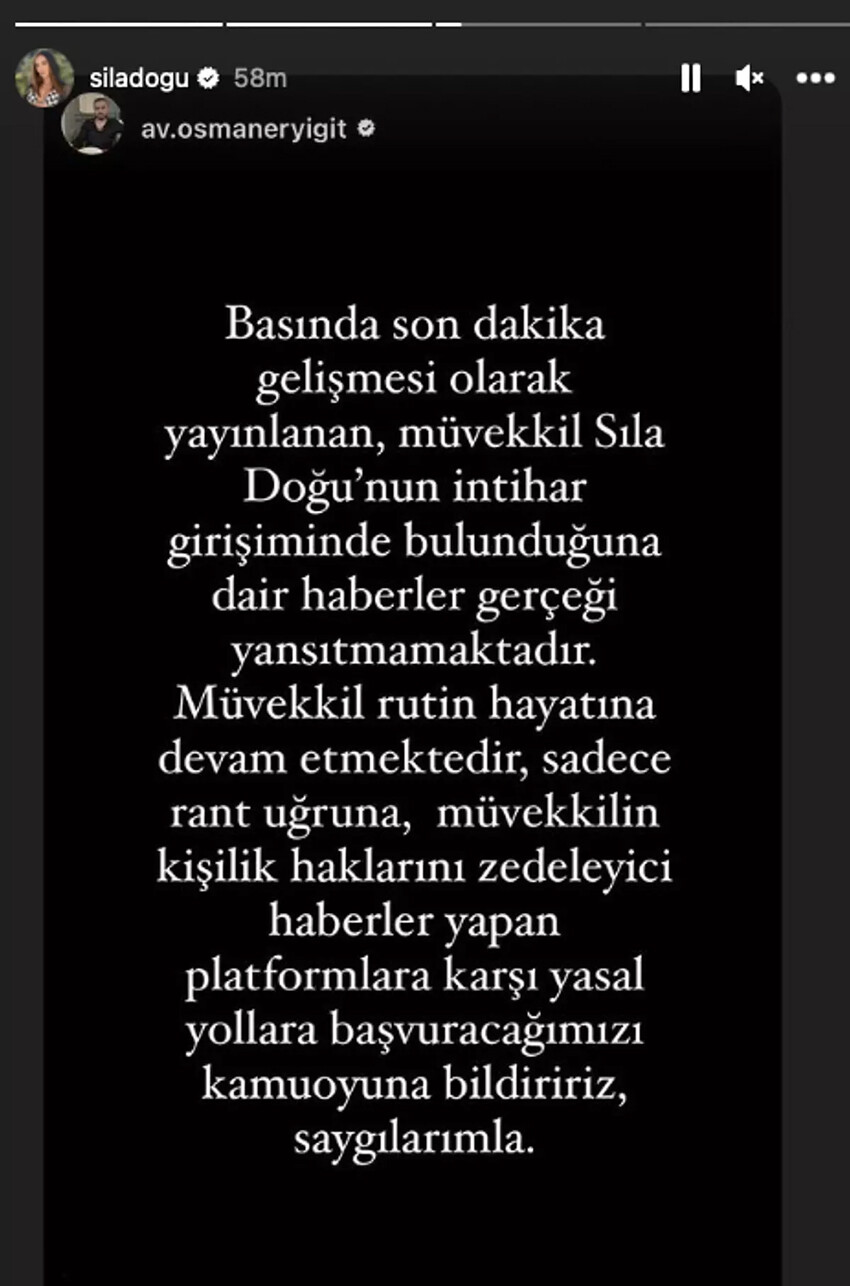 Sıla Doğu’nun intihar ettiği iddialarına avukatından jet hızında açıklama geldi Sıla Doğu’nun intihar ettiği iddialarına avukatından jet hızında açıklama geldi