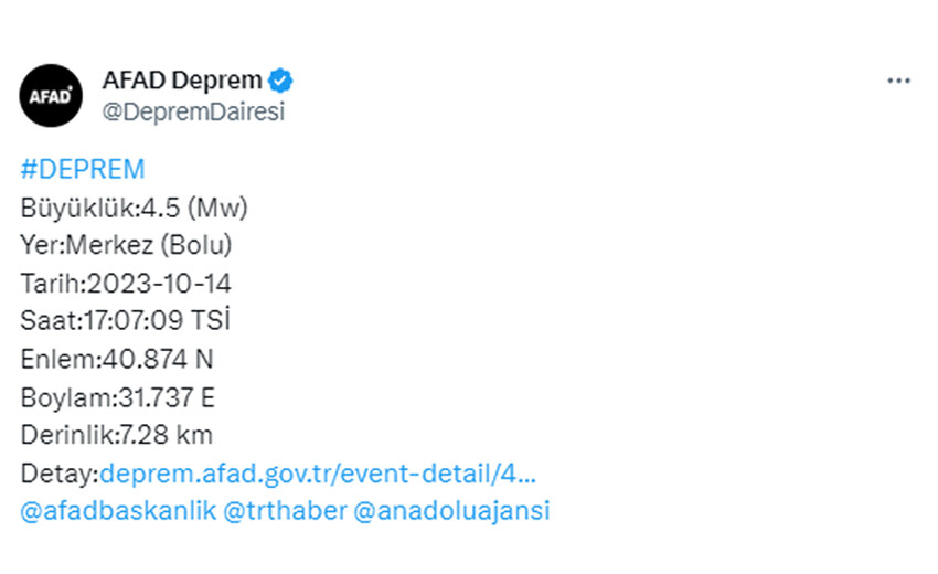 Son dakika: Bolu'da korkutan deprem! (AFAD, Kandilli Rasathanesi son depremler listesi) Son dakika: Bolu'da korkutan deprem! (AFAD, Kandilli Rasathanesi son depremler listesi)