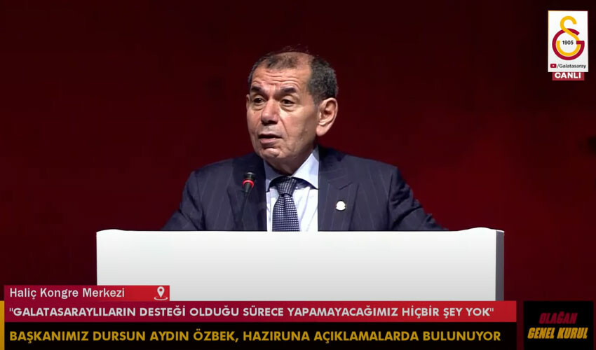 Genel kurulda alkış tufanı! Dursun Özbek'ten Fenerbahçe'ye gönderme: Kadıköy'den duyulsun Genel kurulda alkış tufanı! Dursun Özbek'ten Fenerbahçe'ye gönderme: Kadıköy'den duyulsun