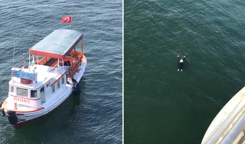 Haliç'te panik anları! Denize düşüp bayıldı: O anlar kamerada
