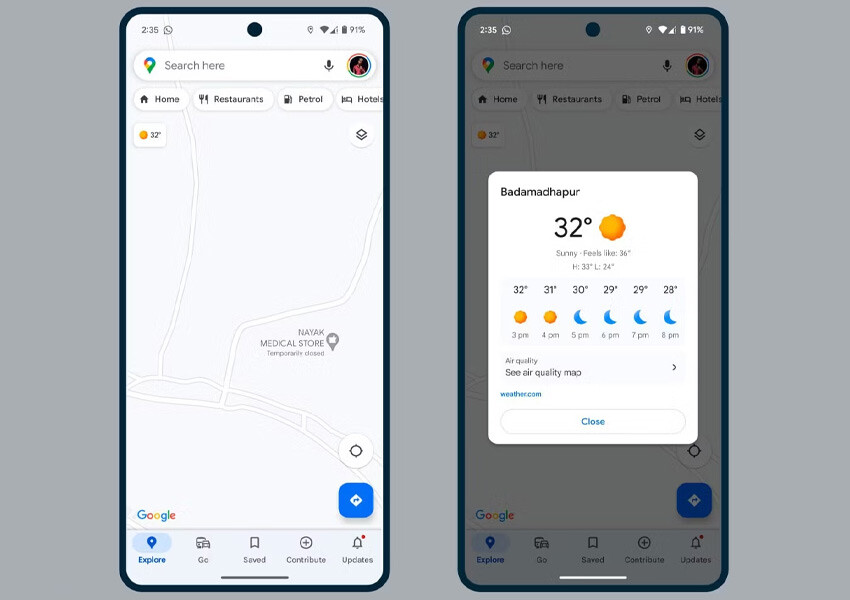 iOS'ta yıllardır var! Google nihayet Android telefonlara sundu google haritalar hava durumu özelliği