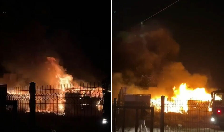 Geri dönüşüm tesisi cayır cayır yandı