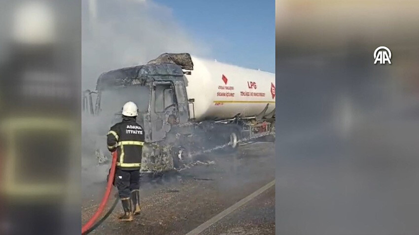 Adana'da LPG yüklü tankerde yangın! adana-LPG-yangın