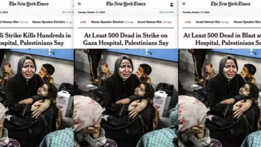 Siyonistlerden yalan bombardımanı: İsrail'i aklama yarışı İsrail’i aklamaya çalışan New York Times gazetesi üç defa manşet değiştirdi.