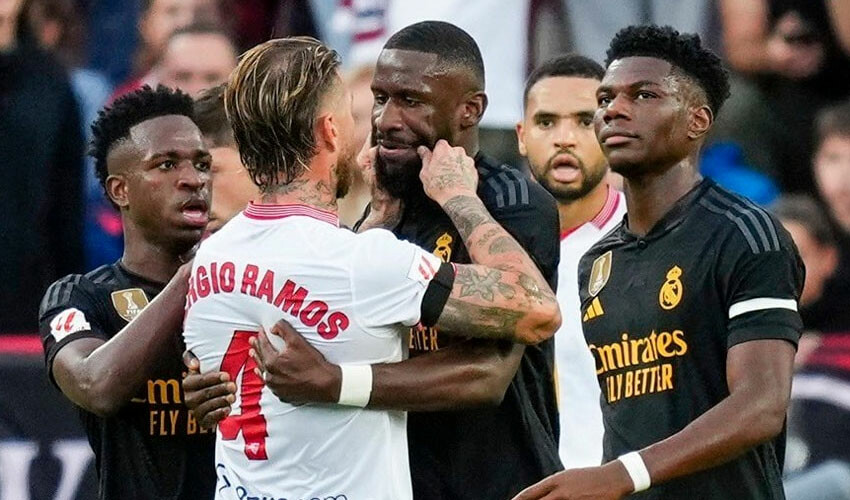 Sevilla - Real Madrid maçında kavga çıktı! Sergio Ramos ve Rüdiger birbirine girdi Ramos Rüdiger