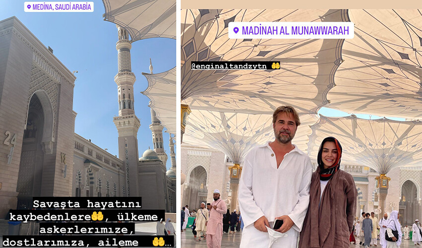 Neslişah-Engin Altan Düzyatan çifti Mescid-i Nebevi'de dua etti