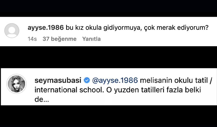 Şeyma Subaşı kızı Melisa ile ilgili yoruma kayıtsız kalmadı, hemen cevap verdi