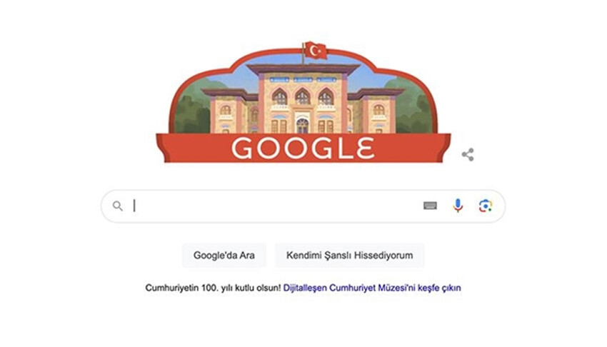 Bugün Google'a girenler sürprizle karşılaşıyor... İşte 100. yıla özel 'Türkiye doodle'ı google doodle