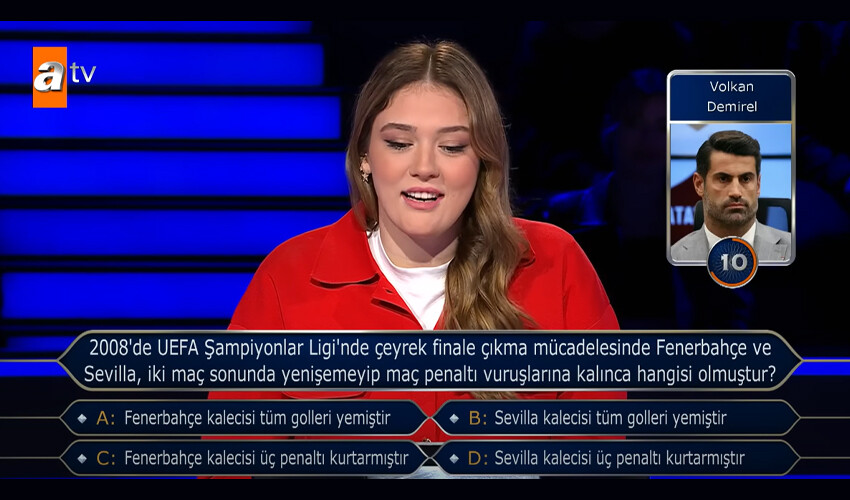 Milyoner'e katılan Zehra Güneş'e Fenerbahçe sorusu… Hemen Volkan Demirel’i aradı Milyoner'e katılan Zehra Güneş'e Fenerbahçe sorusu… Hemen Volkan Demirel’i aradı