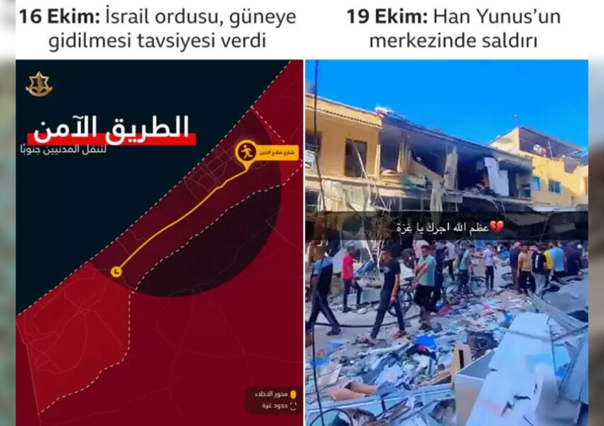 İsrail güvenli diye sürdüğü Filistinleri güneyde vurdu: Acımasız tuzağı BBC kanıtlarıyla ifşa etti İsrail güvenli diye sürdüğü Filistinleri güneyde vurdu: Acımasız tuzağı BBC kanıtlarıyla ifşa etti