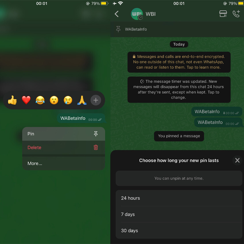 WhatsApp'tan yeni özellik bombardımanı whatsapp sohbetlere mesaj sabitleme