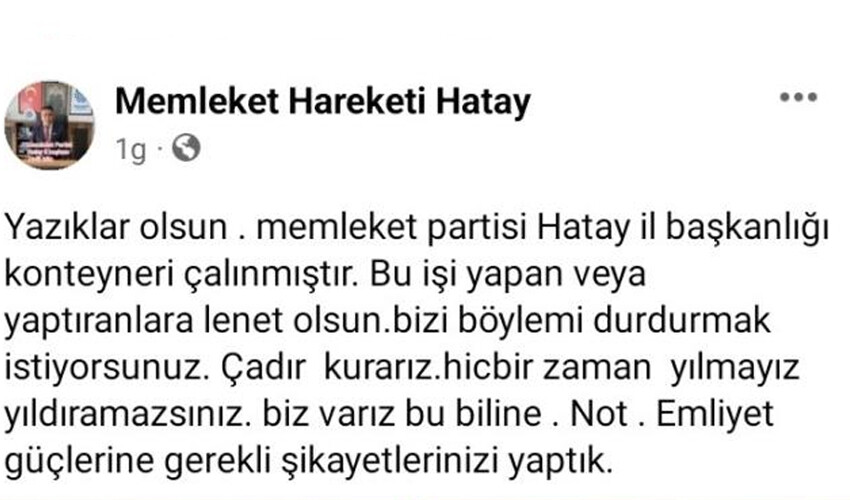 Memleket Partisi'nin il başkanlığı binasını çaldılar! 'Gerekirse çadır kurarız'