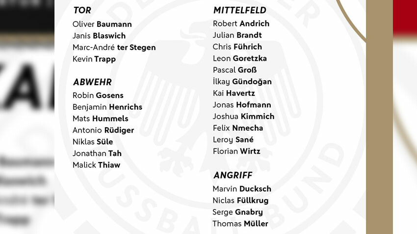 Almanya, Türkiye maçı aday kadrosunu açıkladı! Julian Nagelsmann listeyi duyurdu Almanya