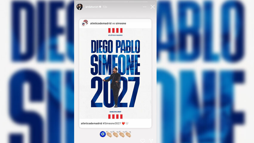 Diego Simeone 2027 yılına kadar imzaladı! Arda Turan sosyal medyadan tebrik etti