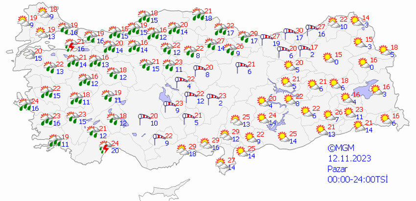 Meteoroloji'den 16 kente sarı ve turuncu alarm! Çok kuvvetli sağanak geliyor (12 Kasım 2023 hava durumu) Meteoroloji'den 16 kente sarı ve turuncu alarm! Çok kuvvetli sağanak geliyor (12 Kasım 2023 hava durumu)