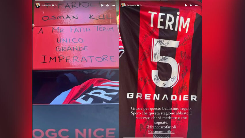 Fatih Terim'den Nice paylaşımı! 5 numaralı yeni forması için Farioli'ye teşekkür etti Fatih Terim Nice