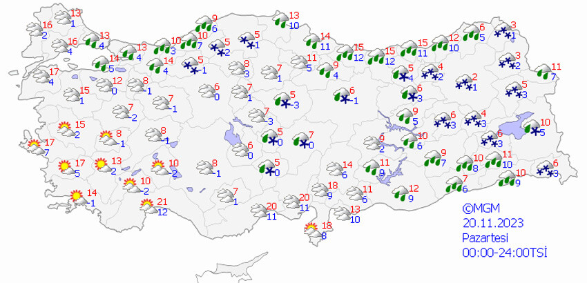Meteoroloji il il uyardı! 20 kentte sarı ve turuncu alarm (20 Kasım 2023 hava durumu) Meteoroloji il il uyardı! 20 kentte sarı ve turuncu alarm (20 Kasım 2023 hava durumu)