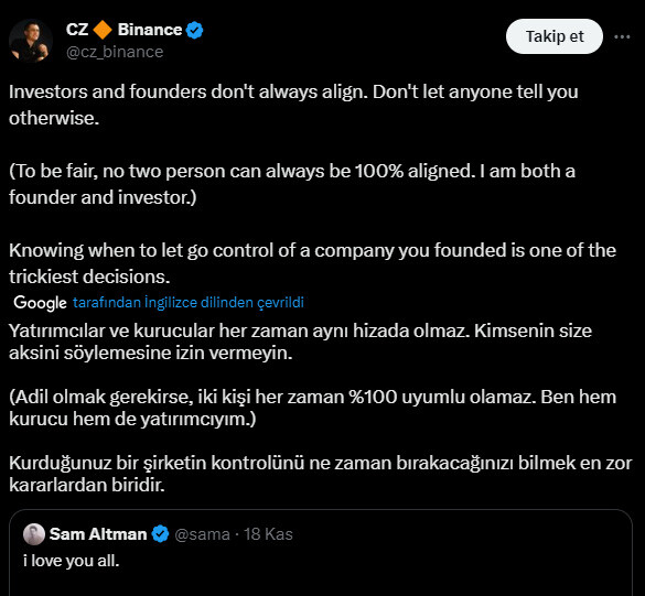Binance eski CEO'su CZ istifa sinyalini günler öncesinden verdiği ortaya çıktı Binance eski CEO'su CZ istifa sinyalini günler öncesinden verdiği ortaya çıktı