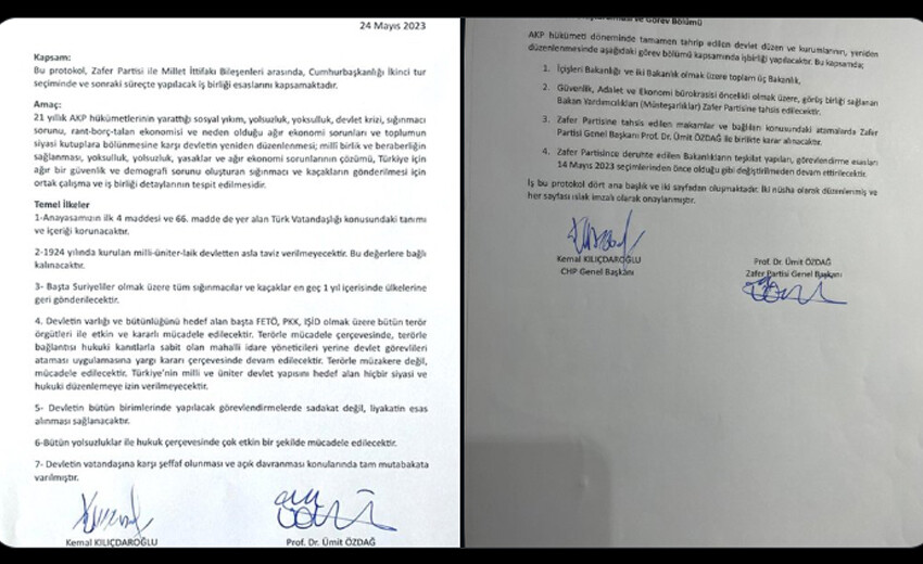 Ümit Özdağ, Kılıçdaroğlu ile imzaladığı gizli protokolü ilk kez yayınladı Ümit Özdağ, Kılıçdaroğlu ile imzaladığı gizli protokolü ilk kez yayınladı