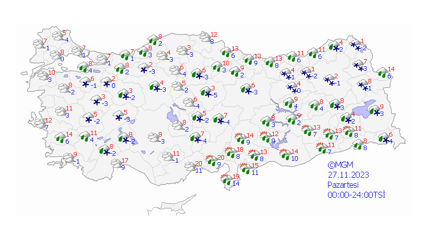 Meteoroloji 3 bölgeyi uyardı: Önce sağanak sonra kar, dondurucu soğuklar geliyor Meteoroloji 3 bölgeyi uyardı: Önce sağanak sonra kar, dondurucu soğuklar geliyor