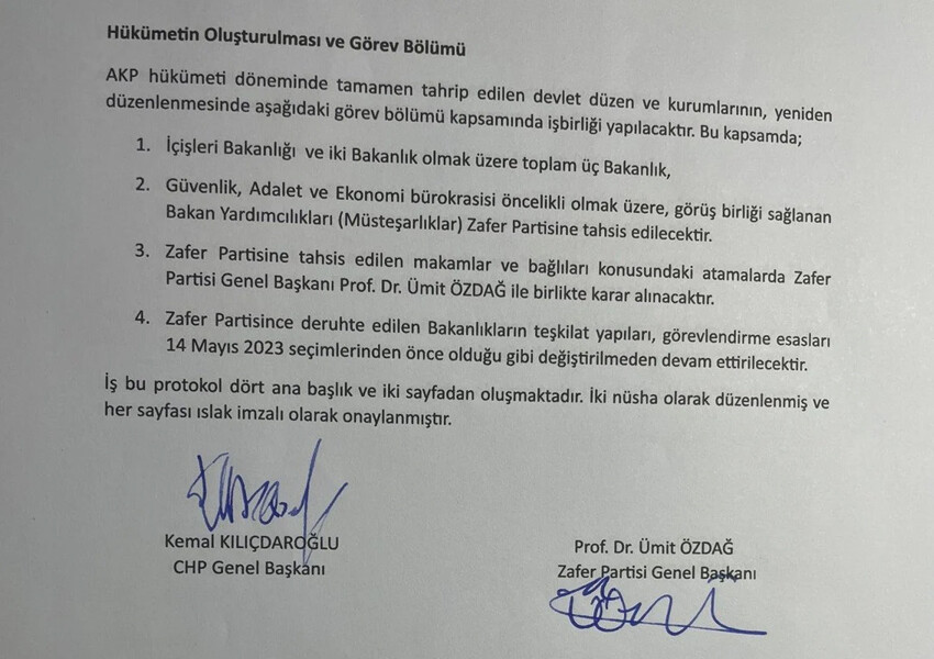Ümit Özdağ, Kılıçdaroğlu ile imzaladığı gizli protokolü ilk kez yayınladı Ümit Özdağ, Kılıçdaroğlu ile imzaladığı gizli protokolü ilk kez yayınladı