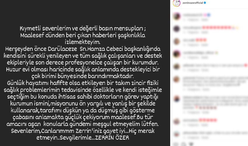 Darülaceze’de tedavi gören Zerrin Özer’den açıklama… Sosyal medyadan sitem etti Darülaceze’de tedavi gören Zerrin Özer’den açıklama… Sosyal medyadan sitem etti