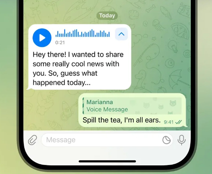 Popüler uygulama Telegram, sesli mesajları yazıya döken özelliğini herkese açtı telegram