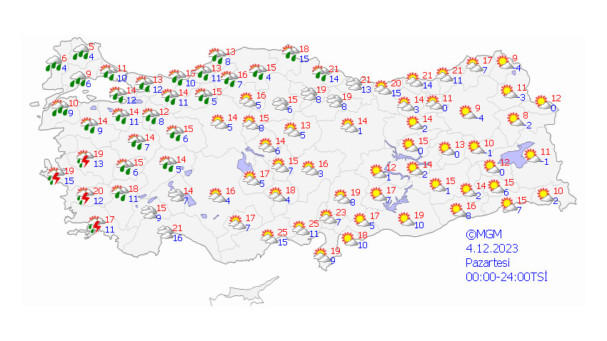 Yağışlı hava geri döndü! Meteoroloji'den kuvvetli sağanak ve rüzgar uyarısı Yağışlı hava geri döndü! Meteoroloji'den kuvvetli sağanak ve rüzgar uyarısı