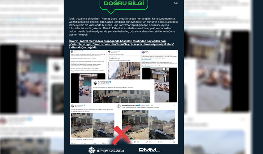 Dezenformasyon Mücadele Merkezi İsrail'in iddialarını yalanladı! Yarı çıplak gözaltına alınanlar Hamas üyesi değil Dezenformasyon Mücadele Merkezi İsrail'in iddialarını yalanladı! Yarı çıplak gözaltına alınanlar Hamas üyesi değil