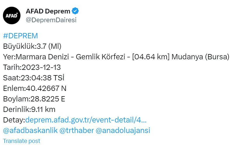 İstanbul’da deprem mi oldu? Son Dakika| Deprem nerede oldu? 14 Aralık AFAD, Kandilli Rasathanesi son depremler listesi İstanbul’da deprem mi oldu? Son Dakika| Deprem nerede oldu? 14 Aralık AFAD, Kandilli Rasathanesi son depremler listesi