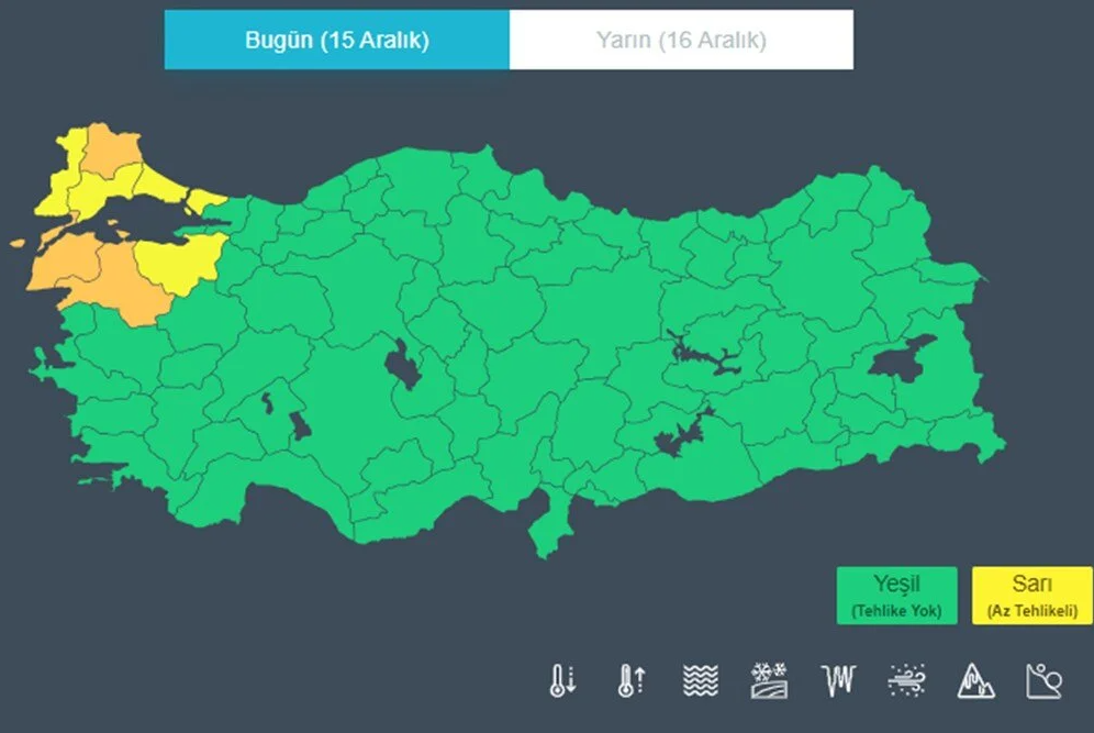 Marmara için sarı ve turuncu kodlu uyarı! Sel ve su baskınlarına dikkat! Marmara için sarı ve turuncu kodlu uyarı! Sel ve su baskınlarına dikkat!