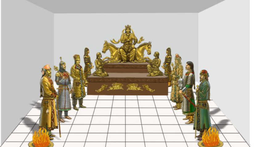 Kazakistan'da bir Göktürk Kağanı'nın yüzünü tasvir eden tarihi eser bulundu Kazakistan'da bir Göktürk Kağanı'nın yüzünü tasvir eden tarihi eser bulundu