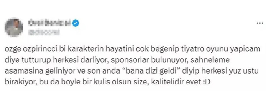Özge Özpirinçci ‘yüzüstü bıraktı’ iddialarına cevap verdi… Kendini sosyal medyadan savundu Özge Özpirinçci ‘yüzüstü bıraktı’ iddialarına cevap verdi… Kendini sosyal medyadan savundu