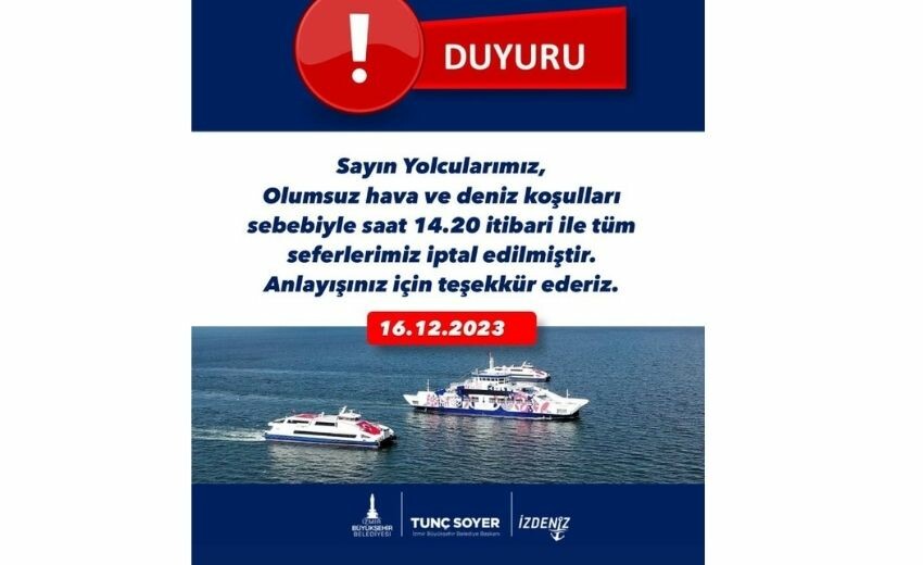 İzmir vapur seferleri iptal mi? 16 Aralık vapurlar çalışmıyor mu, iptal mi oldu? İzmir vapur seferleri iptal mi? 16 Aralık vapurlar çalışmıyor mu, iptal mi oldu?