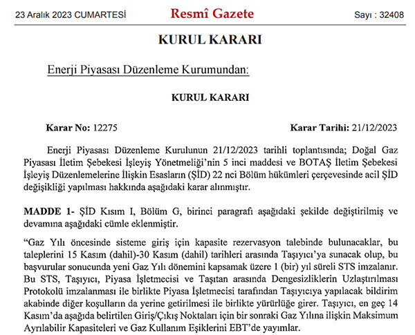 EPDK'dan doğalgaz için yeni karar, Resmi Gazete'de yayımlandı EPDK'dan doğalgaz için yeni karar