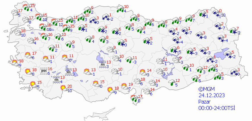 Meteoroloji'den 21 kente sarı kodlu uyarı! Kar ve fırtına kuvvetli olacak (24 Aralık 2023 hava durumu) Meteoroloji'den 21 kente sarı kodlu uyarı! Kar ve fırtına kuvvetli olacak (24 Aralık 2023 hava durumu)