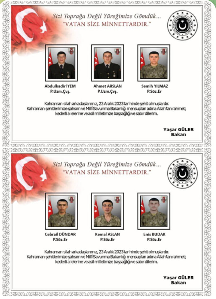 Kuzey Irak'tan acı haberler geldi! 6 askerimiz daha şehit oldu