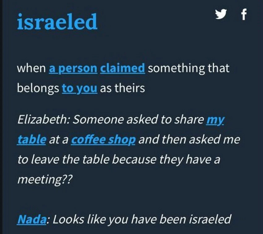 'Israeled' sözlüğe girdi, anlamı 'hırsızlık' oldu 'Israeled' sözlüğe girdi, anlamı 'hırsızlık' oldu