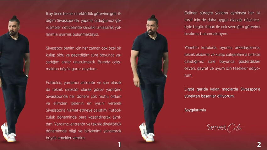 Servet Çetin istifa etti! Sivasspor'un yeni teknik direktörü belli oluyor Servet Çetin istifa etti! Sivasspor'un yeni teknik direktörü belli oluyor